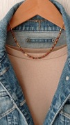 Naszyjnik, choker damski z kamienia naturalnego, krótki, brąz 