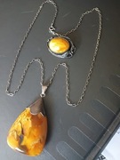 Srebrny wisiorek z bursztynem mlecznym broszka srebro łańcuszek naszyjnik