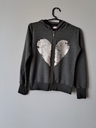 Szara bluza 140 serce obracane cekiny