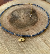 Naszyjnik choker - naturalne szafiry z okiem proroka 