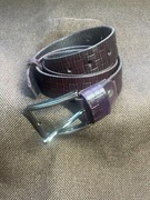 Pas skórzany fioletowy z tłoczeniem w plecionke 