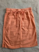 Pomarańczowa elegancka lniana spódnica z kieszeniami na gumie M&S 34