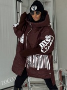 ZOCCO Dłuższa obszerna kurtka w nadruki, gruby swetrowy rękaw