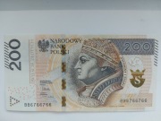 Polska 2015 - banknot - 200 złotych - seria BB ciekawy numer
