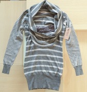 Golf tunika w paski koronkowy dekolt r. S