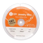 Koreańska 7-strunowa linka stalowa jubilerska, srebrna, 0,38 mm., 1 m.