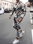 Piżama Męska KOMPLET Długi Rękaw, Luźne Spodnie styl pokerowy Rozmiar M