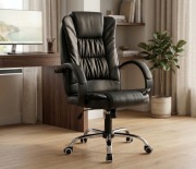 Mocny Fotel Biurowy Obrotowy Krzesło Gabinetowe 150kg Czarny Nowy