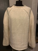 ZARA sweter tunika oversize z wełną gruby duży kremowy ecru