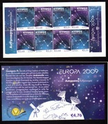 Cypr 2009 - EUROPA CEPT, astronomia, zeszycik znaczkowy