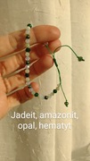 Bransoletka z fasetowanych kamieni - makrama; jadeit,amazonit,opal,hematyt