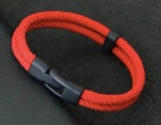 Piękna czerwona Bransoletka dla mężczyzn. Styl Etniczny. Wełna. Nowa.