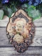 Piękny medalion z różami Prowansja vintage shabby chic decoupage kwiaty