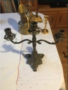 Świecznik mosiężny trójramienny