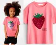 Mango koszulka z truskawką przemienne cekiny 11 12 lat