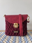 Mała bordowa torebka damska ręcznie wykonana robiona na szydełku handmade 