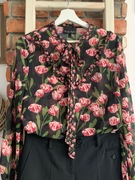 Paryski wiosenny look: bluzka Phase Eight kwiaty tulipany 38 vintage, retro