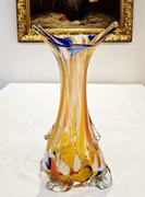 Wazon szklany Prl duży ciężki sękacz rwaniec kolorowy flakon Vintage retro