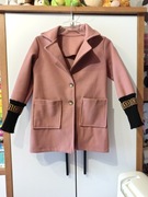 Płaszczyk jesienny flauszowy dla dziewczynki roz 152 pudrowy róż