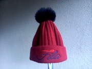 Czapka damska zimowa Fila ciepła z pomponem bordo burgund