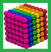 KLOCKI MAGNETYCZNE kulki 5mm Tęcza Kolorowe Zabawka 216 szt. +GRATIS
