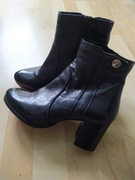Nowe wloskie ocieplane skorzane botki czarne 37  23,5cm.