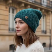 Czapka całoroczna przejściowa cienka bawełna s/m unisex szmaragd