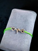 SREBRNA BRANSOLETKA SZNURKOWA Serce Łapka Linia życia