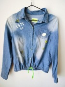 Koszula jeansowa dziewczęca 134/140 happy house modna katana neon sznurek