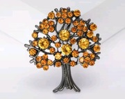 Piękna nowa broszka srebrne drzewo wysadzane brylantami,  diamencikami