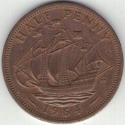 Wielka Brytania half penny 1/2 pensa 1964 - 25,4 mm - nr 1