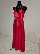 Czerwona satynowa suknia sukienka maxi długa