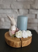 Dekoracja Stroik Świecznik Wielkanocny, ręcznie robiony, plaster dębu