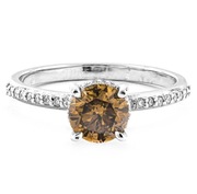 Pierścionek 585 białe złoto z diamentem 1,15 ct fantazyjny brązowy AIG 14