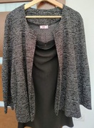 Sweterek narzutka czarno srebrna  rozmiar XL. Akryl z lurexem