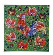 Obraz Akrylowy KOGUT Folk 25x25 - Rękodzieło, Styl Ludowy, Domowy Fart