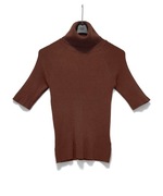 Damski Golf Slim Fit Krótki Rękaw Wiskoza Brązowy Everme |R. S