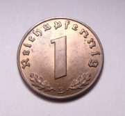 Niemcy 1 pfennig 1939 B PIĘKNA!