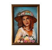 Portret, "Portret z bukietem", ręcznie malowany obraz olejny na płótnie