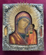 Ikona Rosja Matka Boża Kazańska połowa XIX w. ryza 