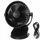 Wentylator biurkowy TIK wiatrak bezprzewodowy stojący + klips 1200mAh USB