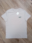 T-shirt 4f, regular z nadrukiem, męski - beżowy.