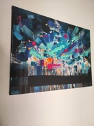 Obraz ręcznie malowany na płótnie 60x80 cm - abstrakcyjny pejzaż