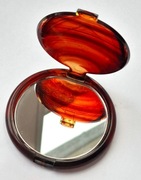 Przenośne składane Lusterko do makijażu - okrągłe - brązowe