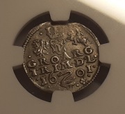Zygmunt III Waza, Trojak 1601, Wilno - Łabędź nad V NGC AU55