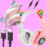 sluchawki douszne dla dzieci RÓŻOWE BEZPRZEWODOWE BLUETOOTH KOCIE USZY