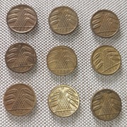 Niemcy Republika Weimarska Reichsmarka 1924 - 1938 zestaw 5 fening