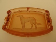 Stara popielnica Art Deco, szkło rozalinowe, popielnica vintage, retro