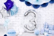 Balon foliowy Cyfra ''3", srebrny, 86 cm.