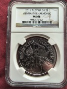 Wiedeński filharmonik 2011 grading NGC MS68 1 oz Ag999 srebrna moneta uncja